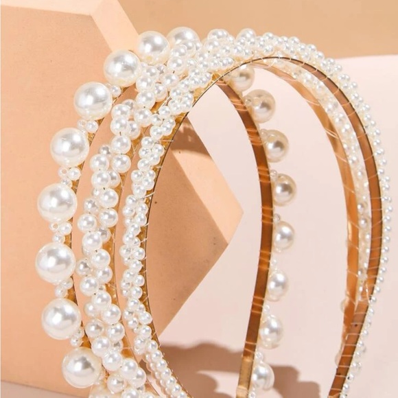 Accessories - Three Pieces Faux Pearl Decor Hair Hoop Set - New With Tags